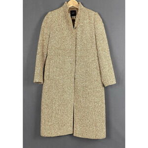 J Crew Coat Womens Overcoat 4P 100% Wool Beige Speckled Tweed Old Money Warm